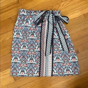 LOFT A-Line Skirt with Floral and Stripe Pattern